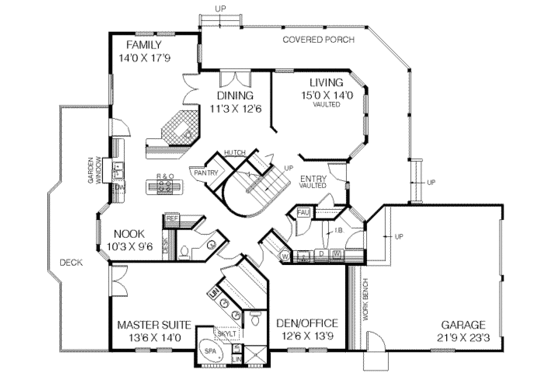 Floor Plan - Main Floor for Traditional House Plan #60-345 - 4 bed, 2.5 bath
