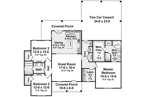 Floor Plan - Main Floor for Country House Plan #21-340 - 3 bed, 2 bath