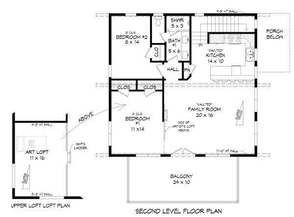 Contemporary Floor Plan - Upper Floor Plan #932-435
