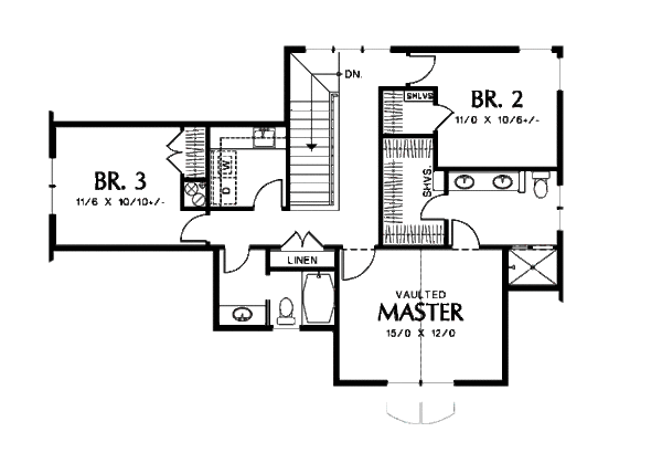 Traditional Floor Plan - Upper Floor Plan #48-507
