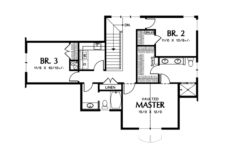 Architectural House Design - Floor Plan - Upper Floor for Traditional House Plan #48-507 - 3 bed, 2.5 bath