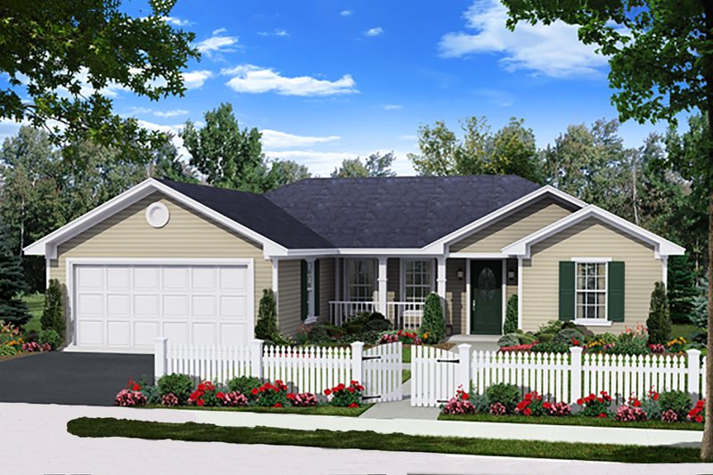 Ranch Style House Plan - 3 Beds 2 Baths 1216 Sq/Ft Plan #21-371