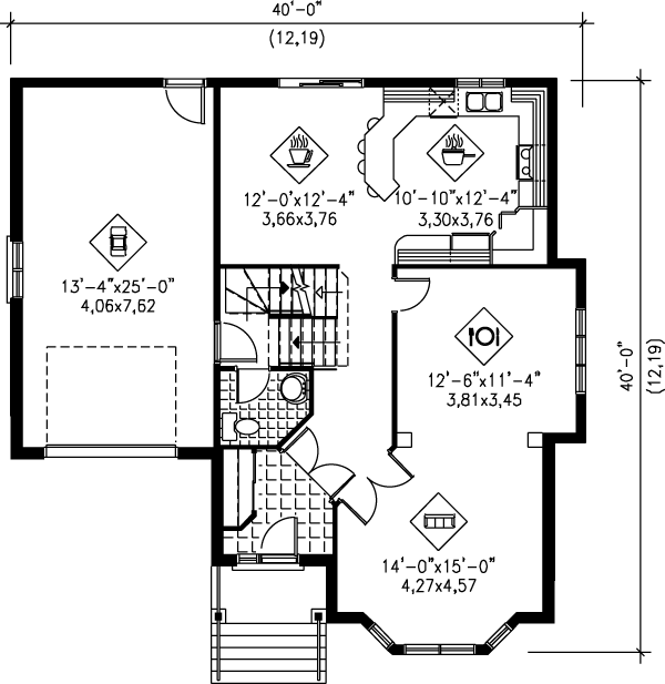 European Floor Plan - Main Floor Plan #25-287