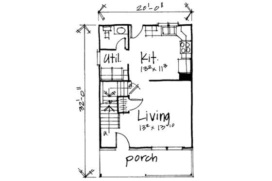 Floor Plan - Main Floor for Cottage House Plan #308-193 - 3 bed, 1.5 bath