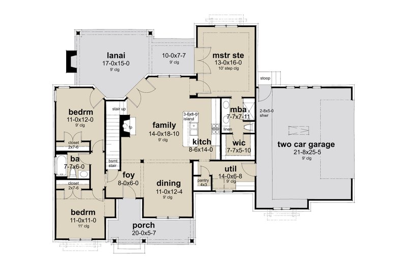 Dream House Plan - Floor Plan - Main Floor for Farmhouse House Plan #120-281 - 3 bed, 2 bath