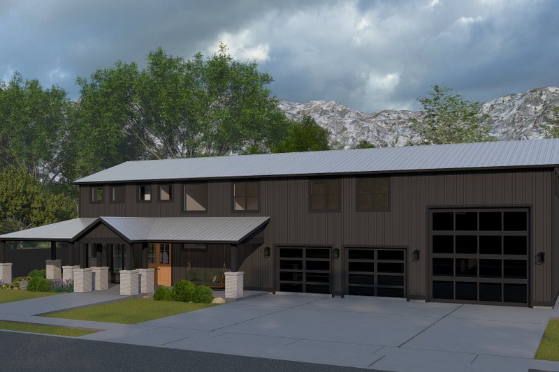 House Blueprint - Barndominium Exterior - Front Elevation Plan #1060-378