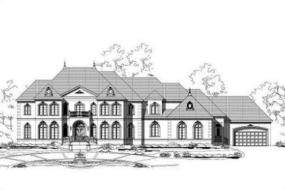 Exterior - Front Elevation for European House Plan #411-383 - 4 bed, 4.5 bath