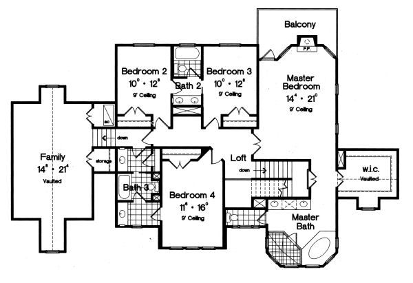 European Floor Plan - Upper Floor Plan #417-353