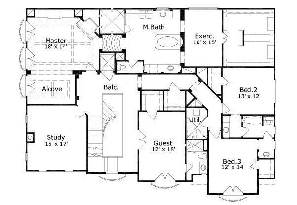 European Floor Plan - Upper Floor Plan #411-656