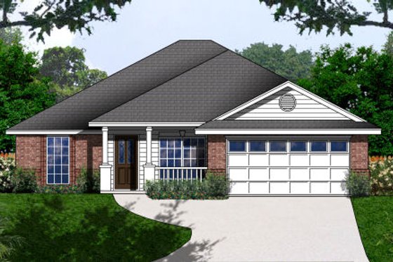 Exterior - Front Elevation for Country House Plan #62-150 - 3 bed, 2 bath