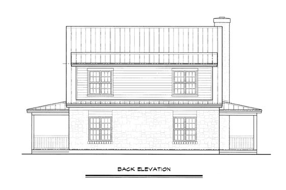 Exterior - Rear Elevation for Cabin House Plan #140-121 - 3 bed, 2 bath
