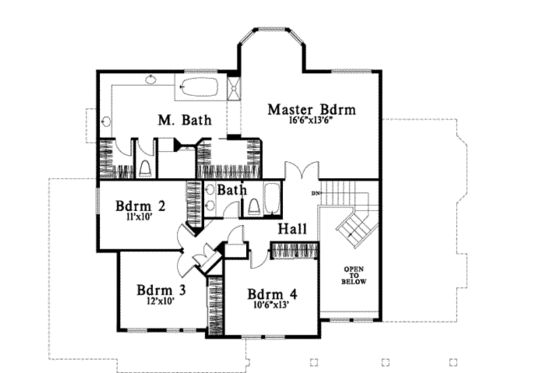 Floor Plan - Upper Floor for Craftsman House Plan #78-122 - 4 bed, 2.5 bath