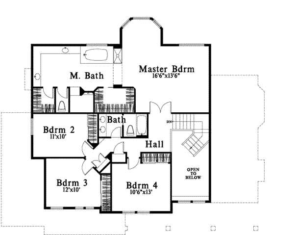 Craftsman Floor Plan - Upper Floor Plan #78-122