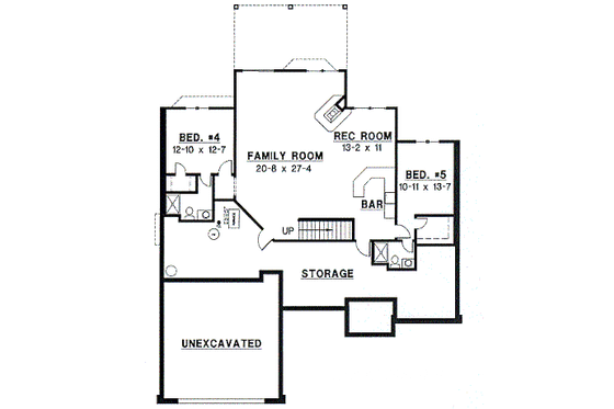 Floor Plan - Lower Floor for European House Plan #67-337 - 5 bed, 4 bath