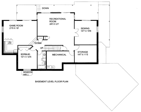 Bungalow Floor Plan - Lower Floor Plan #117-741