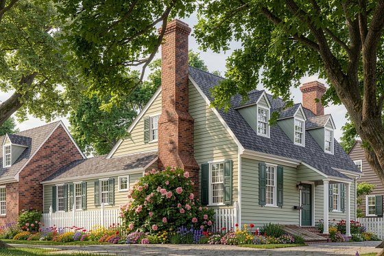 Exterior - Front Elevation for Colonial House Plan #137-204 - 3 bed, 3 bath