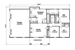 Floor Plan - Main Floor for Ranch House Plan #22-538 - 3 bed, 2 bath
