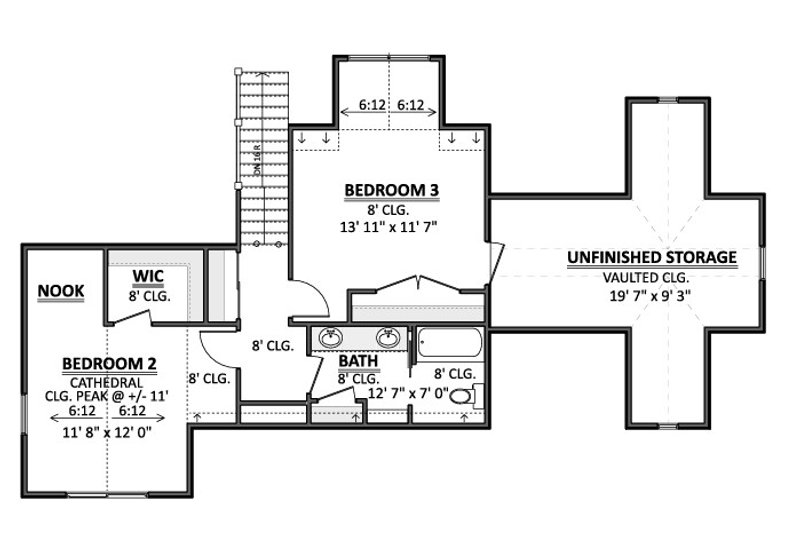 House Blueprint - Floor Plan - Upper Floor for Farmhouse House Plan #1089-24 - 3 bed, 2.5 bath