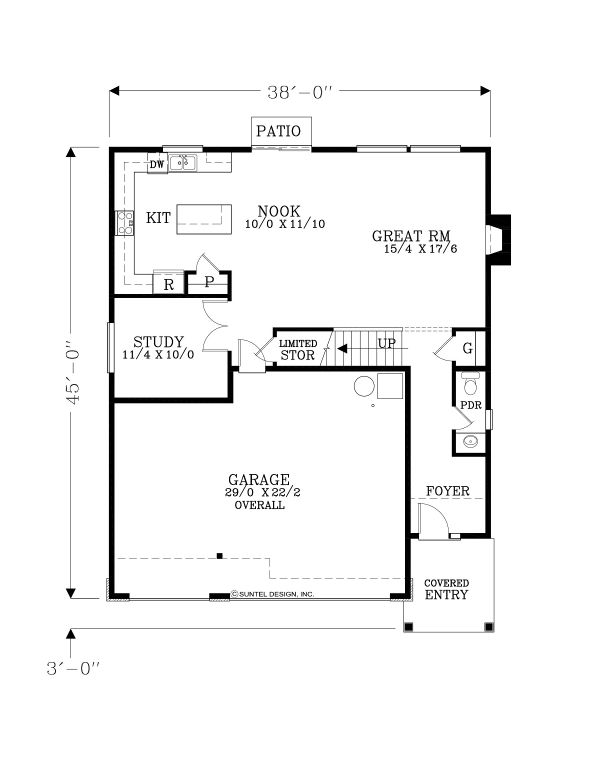 House Blueprint - Craftsman Floor Plan - Main Floor Plan #53-653