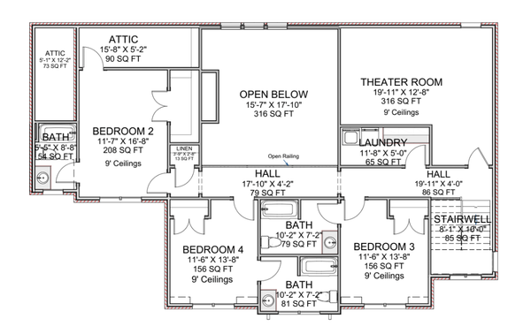 Farmhouse Floor Plan - Upper Floor Plan #1116-26
