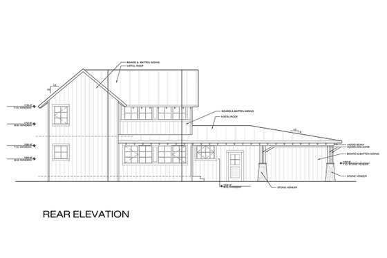 Exterior - Rear Elevation 1 for Barndominium House Plan #1068-1 - 3 bed, 2.5 bath