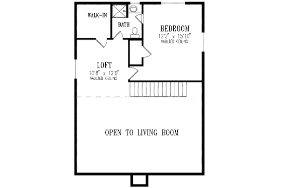 Floor Plan - Upper Floor for Cottage House Plan #1-267 - 2 bed, 2 bath