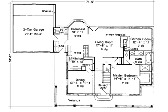 Floor Plan - Main Floor for Southern House Plan #410-385 - 3 bed, 2.5 bath