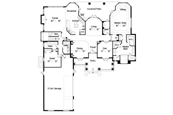 Floor Plan - Main Floor for Craftsman House Plan #417-396 - 4 bed, 4.5 bath