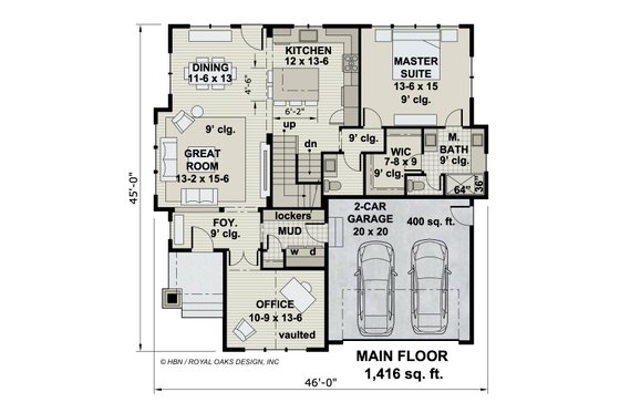 Floor Plan - Main Floor for Traditional House Plan #51-1202 - 3 bed, 2.5 bath
