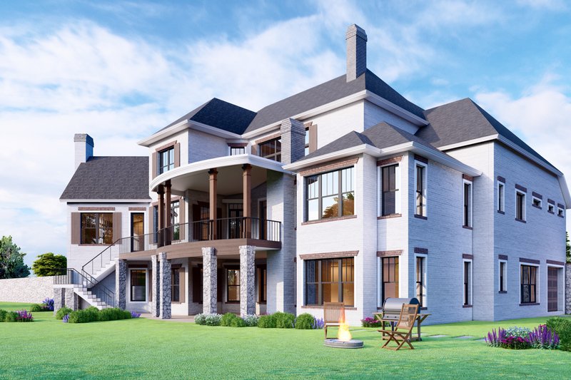 Home Plan - Exterior - Rear Elevation 1 for European House Plan #54-552 - 6 bed, 5.5 bath