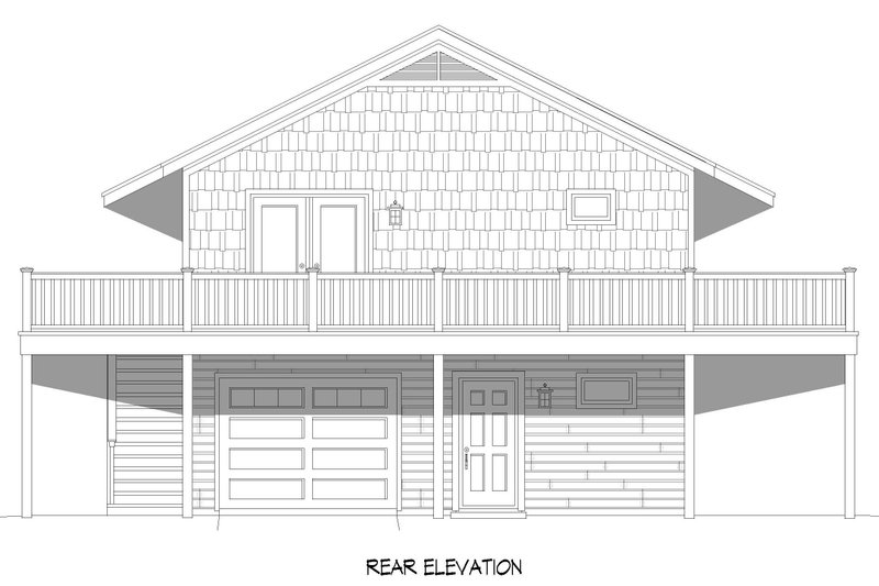 Architectural House Design - Exterior - Rear Elevation for Country House Plan #932-640 - 2 bed, 2 bath