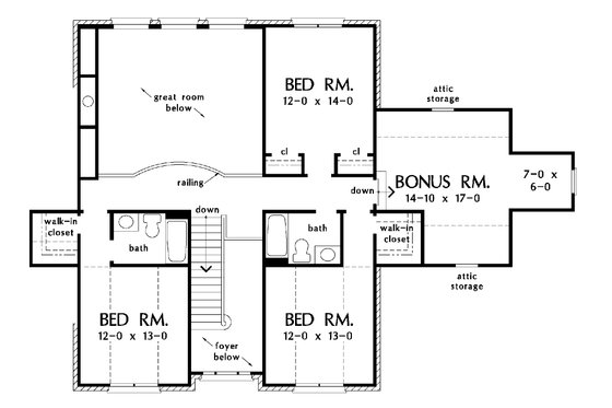 Floor Plan - Upper Floor for Country House Plan #929-12 - 4 bed, 3.5 bath
