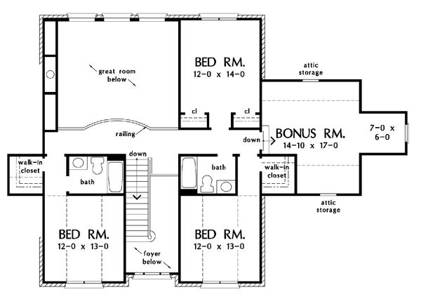 House Plan Design - Country Floor Plan - Upper Floor Plan #929-12
