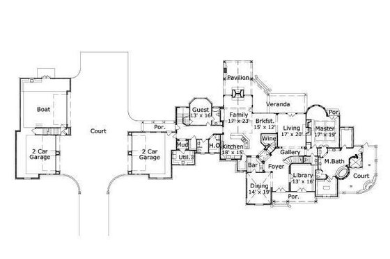 Floor Plan - Main Floor for European House Plan #411-385 - 6 bed, 6.5 bath