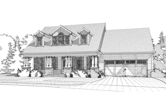 Exterior - Front Elevation for Country House Plan #63-397 - 4 bed, 3 bath