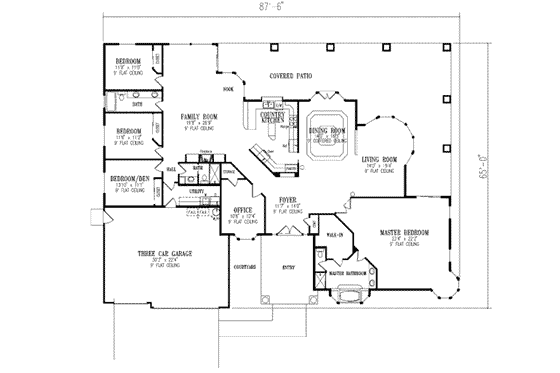 Floor Plan - Main Floor for Mediterranean House Plan #1-816 - 4 bed, 3 bath