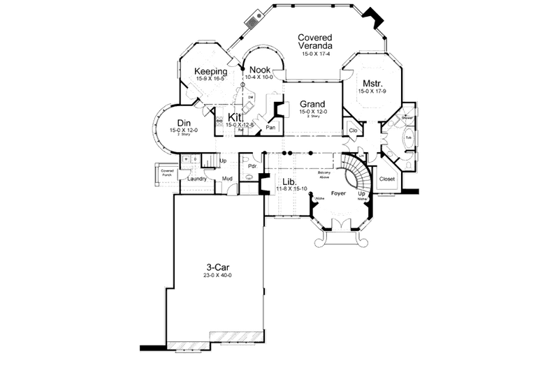 House Blueprint - Floor Plan - Main Floor for European House Plan #119-359 - 4 bed, 4.5 bath