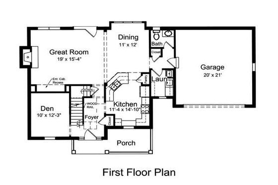 Floor Plan - Main Floor for Country House Plan #46-478 - 3 bed, 2.5 bath