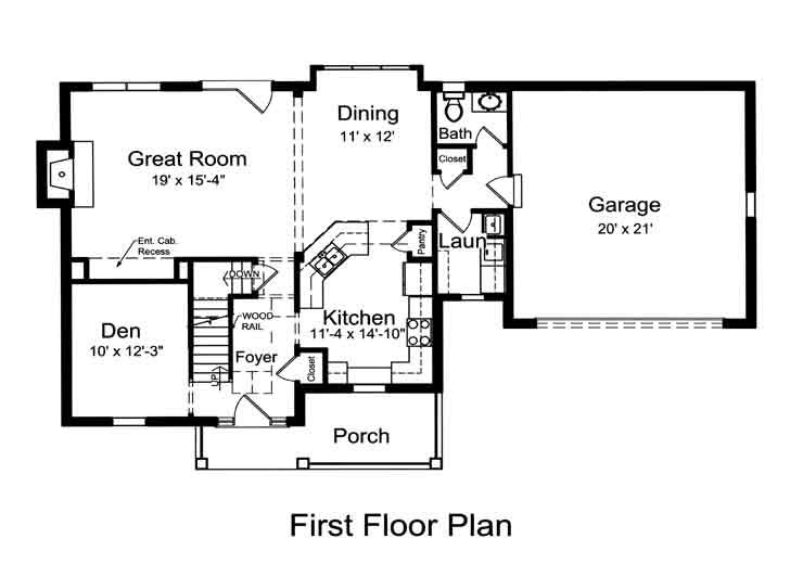Home Plan - Floor Plan - Main Floor for Country House Plan #46-478 - 3 bed, 2.5 bath