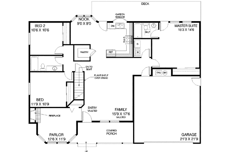 Home Plan - Floor Plan - Main Floor for Traditional House Plan #60-281 - 3 bed, 2 bath