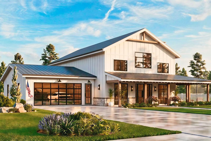 House Blueprint - Exterior - Front Elevation 3 for Farmhouse House Plan #54-687 - 3 bed, 2.5 bath