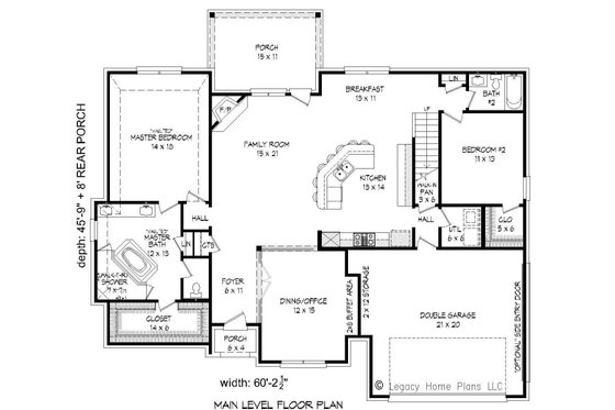 Floor Plan - Main Floor for Country House Plan #932-102 - 4 bed, 3 bath