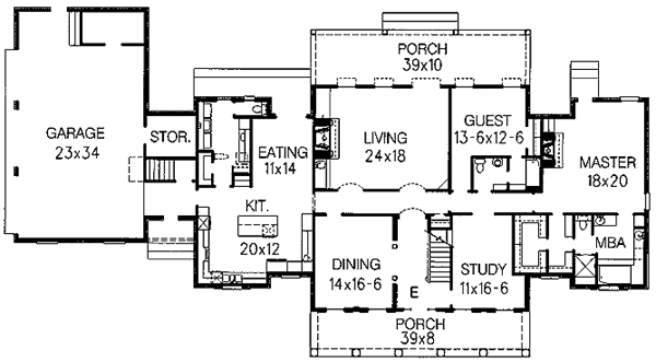 Southern Floor Plan - Main Floor Plan #15-261