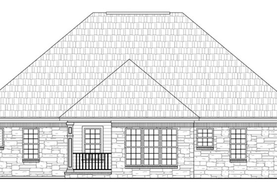 Exterior - Rear Elevation for Southern House Plan #21-203 - 3 bed, 2 bath