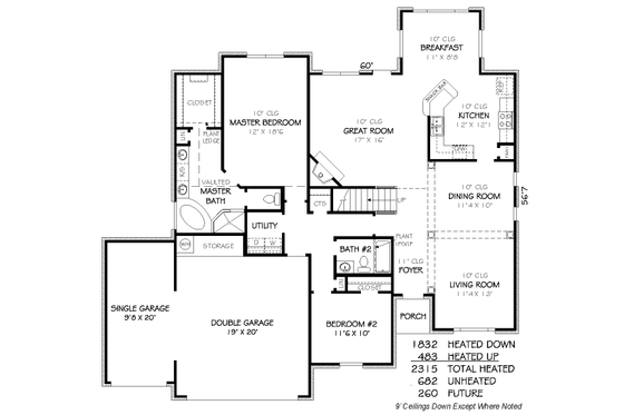 Floor Plan - Main Floor for Traditional House Plan #424-147 - 4 bed, 3 bath