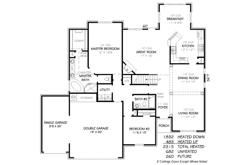 Traditional Style House Plan - 4 Beds 3 Baths 2315 Sq/Ft Plan #424-147 ...