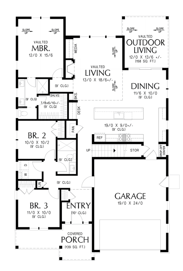 House Blueprint - Cottage Floor Plan - Main Floor Plan #48-1172