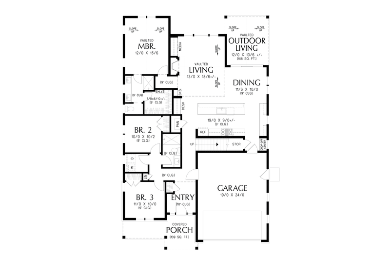 Home Plan - Floor Plan - Main Floor for Cottage House Plan #48-1172 - 3 bed, 2 bath