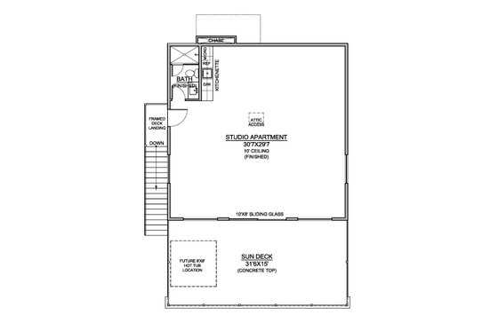 Floor Plan - Upper Floor for Contemporary House Plan #1073-33, 1 bath