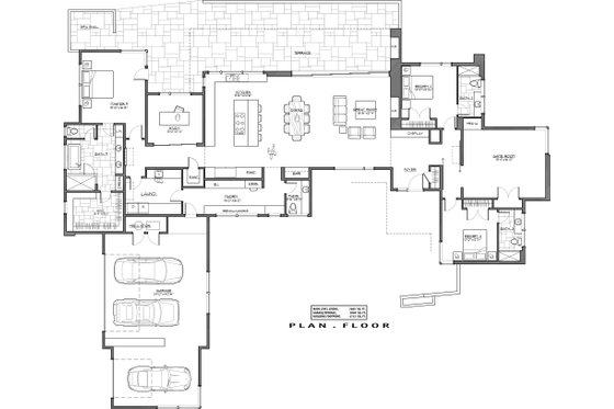 Floor Plan - Main Floor for Modern House Plan #892-26 - 3 bed, 3.5 bath
